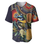 Aussie Honeyeaters Banksia Flowers Baseball Jersey Aboriginal Dots Painting