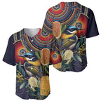 Aussie Honeyeaters Banksia Flowers Baseball Jersey Aboriginal Dots Painting