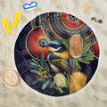 Aussie Honeyeaters Banksia Flowers Beach Blanket Aboriginal Dots Painting
