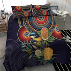 Aussie Honeyeaters Banksia Flowers Bedding Set Aboriginal Dots Painting