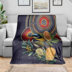 Aussie Honeyeaters Banksia Flowers Blanket Aboriginal Dots Painting