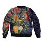 Aussie Honeyeaters Banksia Flowers Bomber Jacket Aboriginal Dots Painting