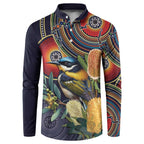 Aussie Honeyeaters Banksia Flowers Button Sweatshirt Aboriginal Dots Painting