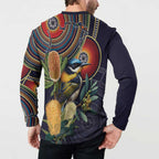 Aussie Honeyeaters Banksia Flowers Button Sweatshirt Aboriginal Dots Painting