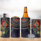 Aussie Honeyeaters Banksia Flowers 4 in 1 Can Cooler Tumbler Aboriginal Dots Painting