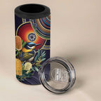 Aussie Honeyeaters Banksia Flowers 4 in 1 Can Cooler Tumbler Aboriginal Dots Painting