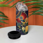 Aussie Honeyeaters Banksia Flowers 4 in 1 Can Cooler Tumbler Aboriginal Dots Painting