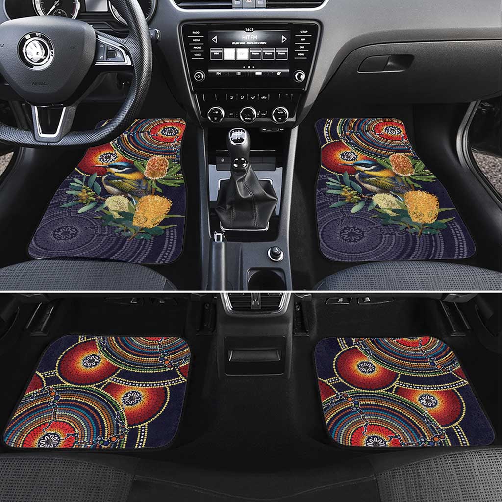Aussie Honeyeaters Banksia Flowers Car Mats Aboriginal Dots Painting