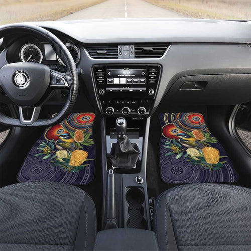 Aussie Honeyeaters Banksia Flowers Car Mats Aboriginal Dots Painting