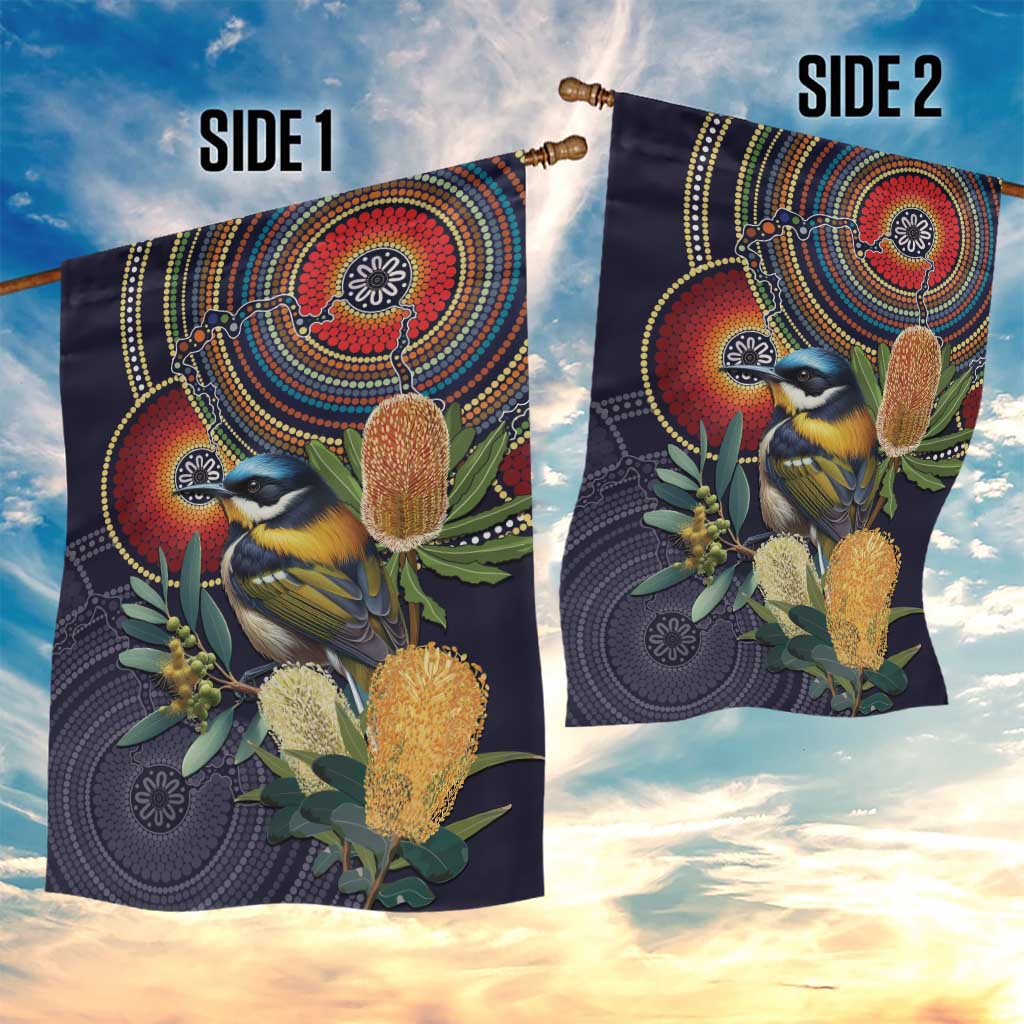 Aussie Honeyeaters Banksia Flowers Garden Flag Aboriginal Dots Painting