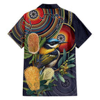 Aussie Honeyeaters Banksia Flowers Hawaiian Shirt Aboriginal Dots Painting