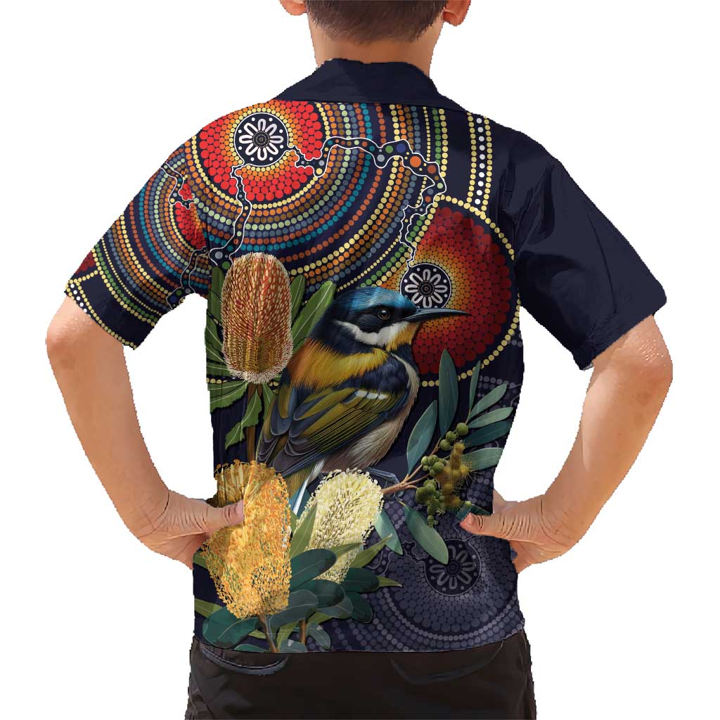 Aussie Honeyeaters Banksia Flowers Hawaiian Shirt Aboriginal Dots Painting