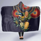 Aussie Honeyeaters Banksia Flowers Hooded Blanket Aboriginal Dots Painting