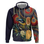 Aussie Honeyeaters Banksia Flowers Hoodie Aboriginal Dots Painting