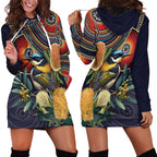 Aussie Honeyeaters Banksia Flowers Hoodie Dress Aboriginal Dots Painting