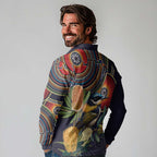 Aussie Honeyeaters Banksia Flowers Long Sleeve Polo Shirt Aboriginal Dots Painting