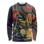 Aussie Honeyeaters Banksia Flowers Long Sleeve Shirt Aboriginal Dots Painting
