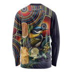 Aussie Honeyeaters Banksia Flowers Long Sleeve Shirt Aboriginal Dots Painting