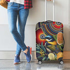 Aussie Honeyeaters Banksia Flowers Luggage Cover Aboriginal Dots Painting