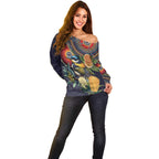 Aussie Honeyeaters Banksia Flowers Off Shoulder Sweater Aboriginal Dots Painting