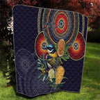 Aussie Honeyeaters Banksia Flowers Quilt Aboriginal Dots Painting