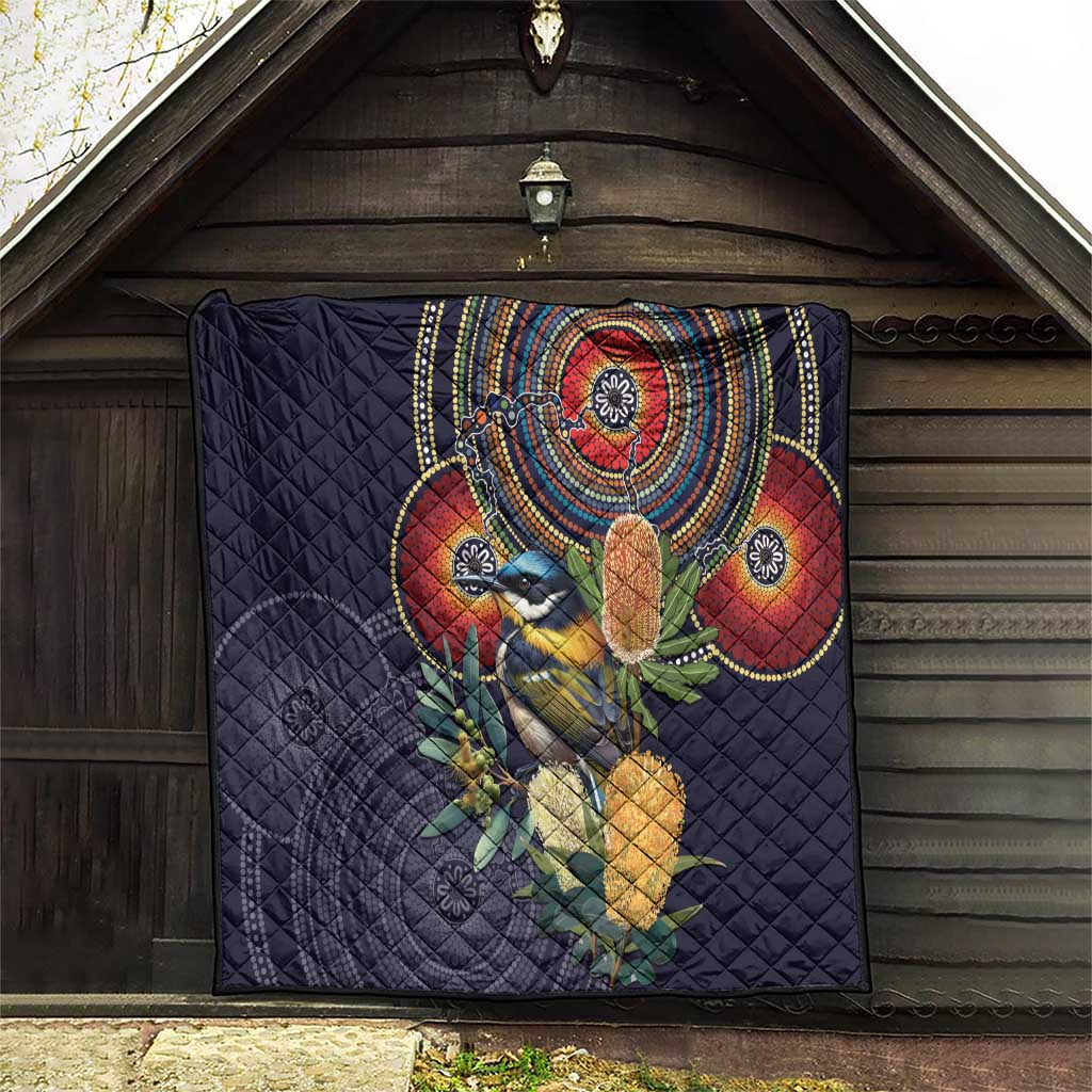 Aussie Honeyeaters Banksia Flowers Quilt Aboriginal Dots Painting