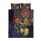 Aussie Honeyeaters Banksia Flowers Quilt Bed Set Aboriginal Dots Painting