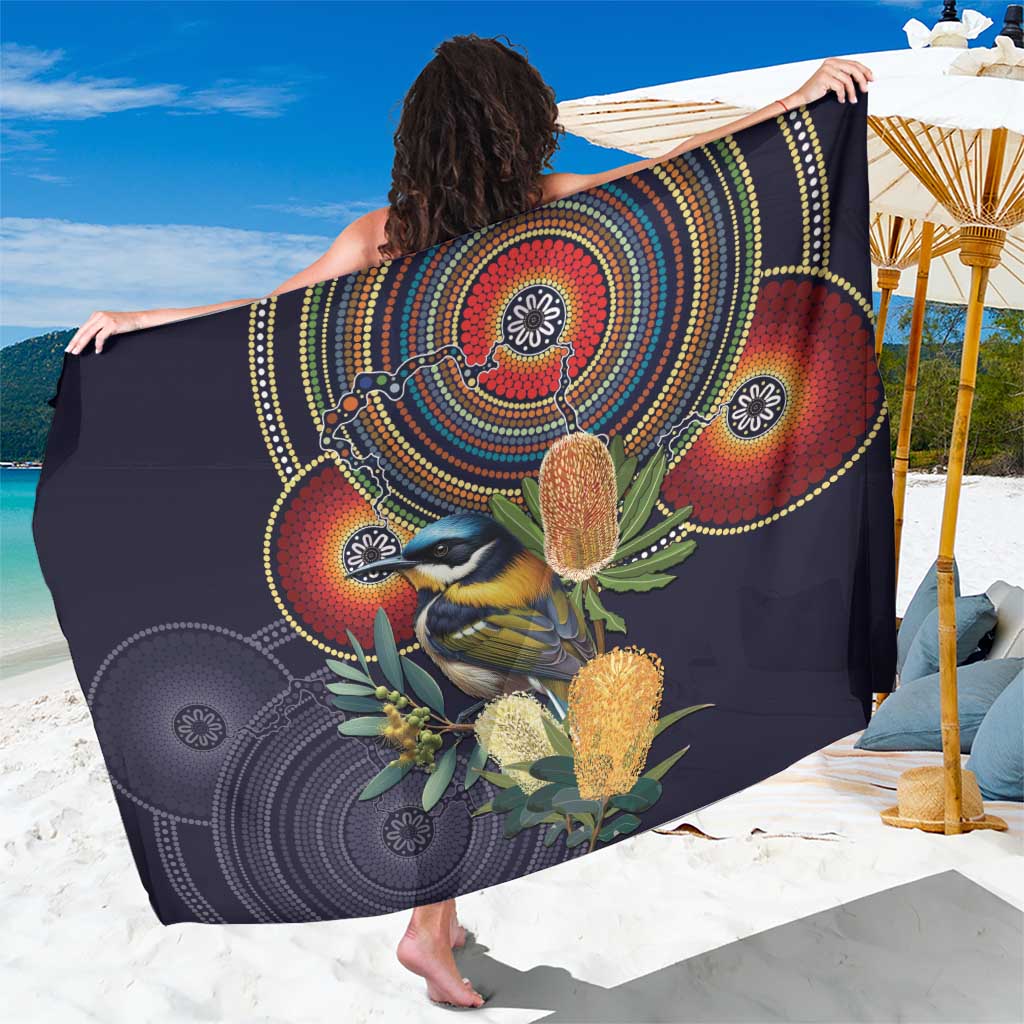 Aussie Honeyeaters Banksia Flowers Sarong Aboriginal Dots Painting