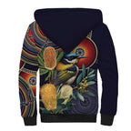 Aussie Honeyeaters Banksia Flowers Sherpa Hoodie Aboriginal Dots Painting