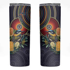 Aussie Honeyeaters Banksia Flowers Skinny Tumbler Aboriginal Dots Painting
