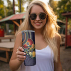 Aussie Honeyeaters Banksia Flowers Skinny Tumbler Aboriginal Dots Painting