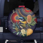 Aussie Honeyeaters Banksia Flowers Spare Tire Cover Aboriginal Dots Painting