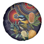 Aussie Honeyeaters Banksia Flowers Spare Tire Cover Aboriginal Dots Painting
