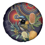 Aussie Honeyeaters Banksia Flowers Spare Tire Cover Aboriginal Dots Painting
