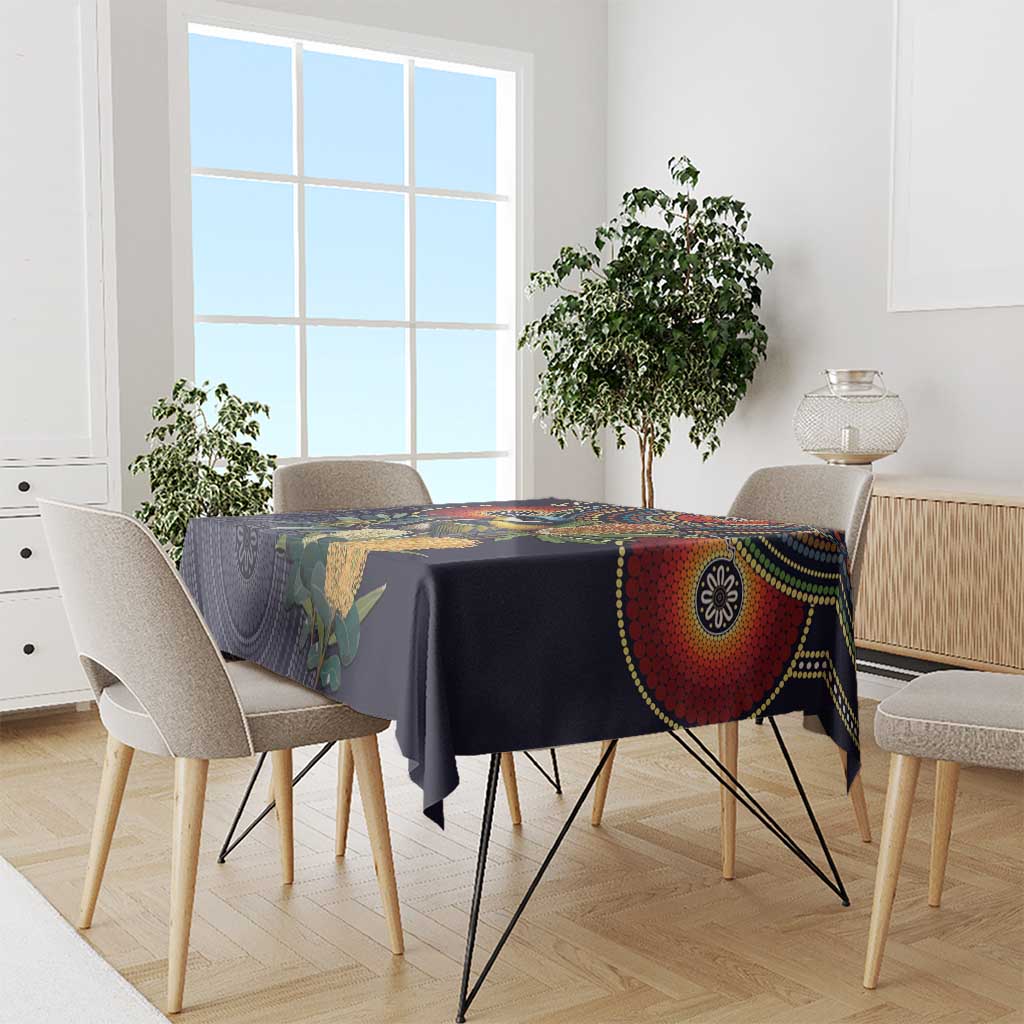 Aussie Honeyeaters Banksia Flowers Tablecloth Aboriginal Dots Painting