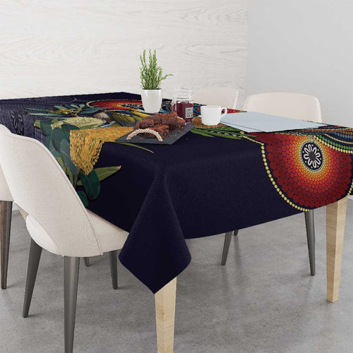 Aussie Honeyeaters Banksia Flowers Tablecloth Aboriginal Dots Painting