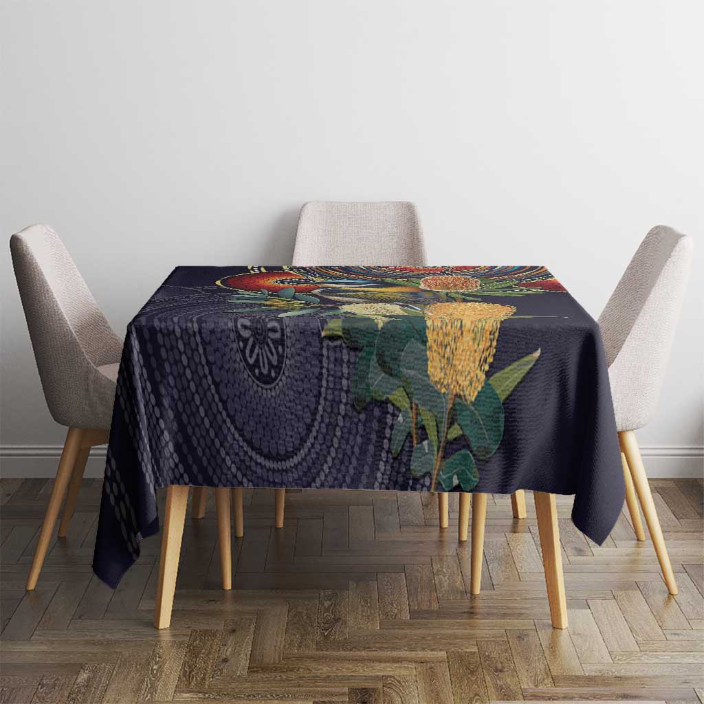 Aussie Honeyeaters Banksia Flowers Tablecloth Aboriginal Dots Painting