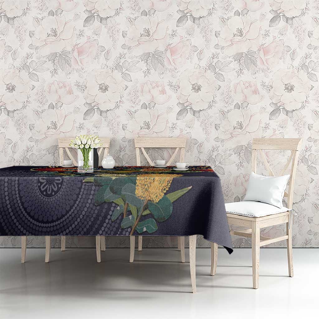 Aussie Honeyeaters Banksia Flowers Tablecloth Aboriginal Dots Painting
