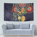 Aussie Honeyeaters Banksia Flowers Tapestry Aboriginal Dots Painting