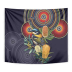 Aussie Honeyeaters Banksia Flowers Tapestry Aboriginal Dots Painting