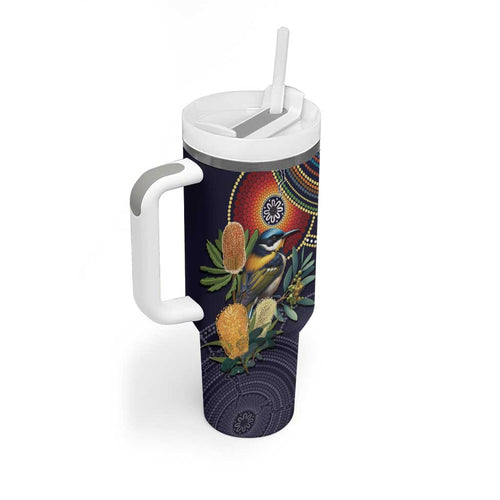 Aussie Honeyeaters Banksia Flowers Tumbler With Handle Aboriginal Dots Painting