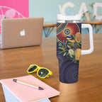 Aussie Honeyeaters Banksia Flowers Tumbler With Handle Aboriginal Dots Painting