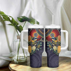 Aussie Honeyeaters Banksia Flowers Tumbler With Handle Aboriginal Dots Painting