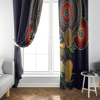 Aussie Honeyeaters Banksia Flowers Window Curtain Aboriginal Dots Painting
