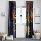 Aussie Honeyeaters Banksia Flowers Window Curtain Aboriginal Dots Painting