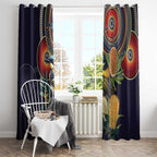Aussie Honeyeaters Banksia Flowers Window Curtain Aboriginal Dots Painting