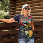 Aussie Honeyeaters Banksia Flowers Women Polo Shirt Aboriginal Dots Painting