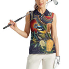 Aussie Honeyeaters Banksia Flowers Women Sleeveless Polo Shirt Aboriginal Dots Painting