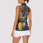 Aussie Honeyeaters Banksia Flowers Women Sleeveless Polo Shirt Aboriginal Dots Painting
