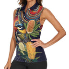 Aussie Honeyeaters Banksia Flowers Women Sleeveless Polo Shirt Aboriginal Dots Painting